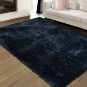 Yesfashion 8' x 10' Fluffy Area Rug Extra Large Shag Rug for Living Room Bedroom Play Room Shaggy Rug Furry Floor Rugs Carpets, Dark Navy Blue