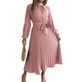 thumbnail image 1 of Yesfashion Autumn and Winter Elegant Women's Dress Stand Up Collar Long Sleeved Waist Cinched Long Skirt, 1 of 9
