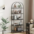 thumbnail image 1 of Yesfashion Bookshelf 5 Tier Bookcase Arched Display Racks Tall Standing Bookshelves Mental Frame Open Storage Rack Shelf Large Black Book Shelf for Bedroom, Living Room, Home Office,Black, 1 of 8