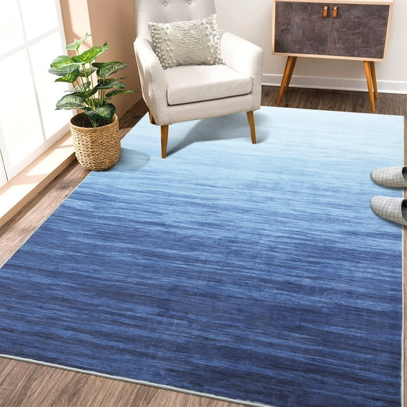 Yesfashion Carpets Area Rugs Washable 10*13 Rug Modern Ombre Area Rug Contemporary Floor Rugs Non-Slip Low Pile Floor Cover Indoor Gradient Rug Bedroom,Blue blue 10*13ft