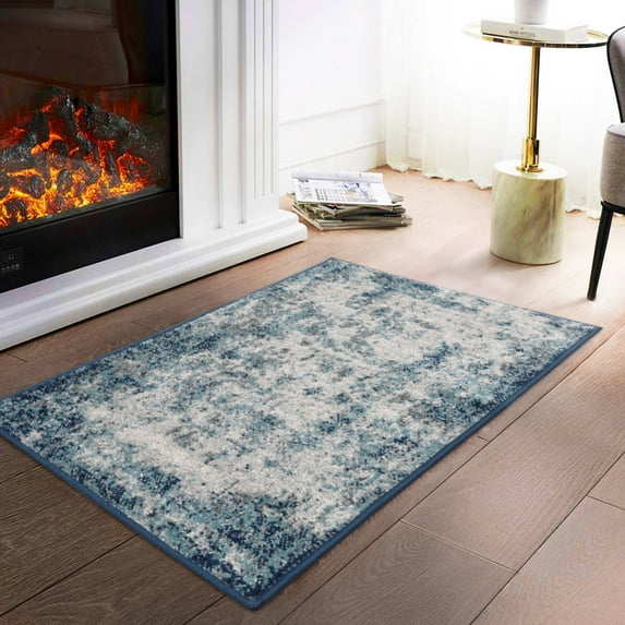 Yesfashion Carpets Area Rugs Washable 100% Polypropylene Turkish Indoor Wilton Rug Glamour-Abstract-Chloe GLM3407 Blue 2'*3'
