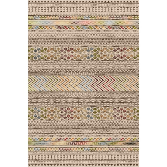 Yesfashion Carpets Area Rugs Washable 1150Gsm Velvet Heavy Pearl Velvet Washed Back Folding Printed Carpet-Boho-Black And White Lines Colorful brown color 9*12ft