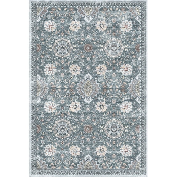 Yesfashion Carpets Area Rugs Washable 1150Gsm Velvet Pearl Velvet Washed Back Folded Printed Rug-Persian-Mia Loop Blue Gray 10*13ft