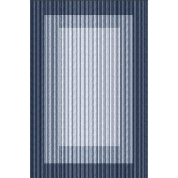 Yesfashion Carpets Area Rugs Washable 1150Gsm Velvet Pearl Velvet Washed Back Folding Imitation Print Carpet-Modern-Striped Edge Blue tint 2*6ft