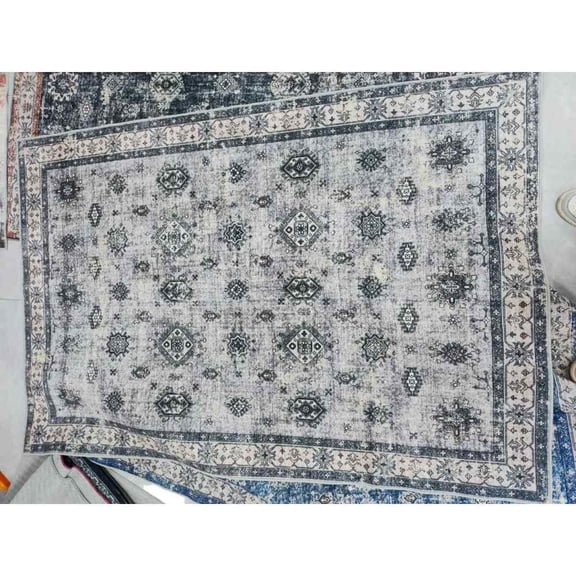 Yesfashion Carpets Area Rugs Washable 1150Gsm Velvet Pearl Velvet Washed Back Folding Printed Carpet Xk-Persian-Elegant And Interesting Gray tone 4*6ft