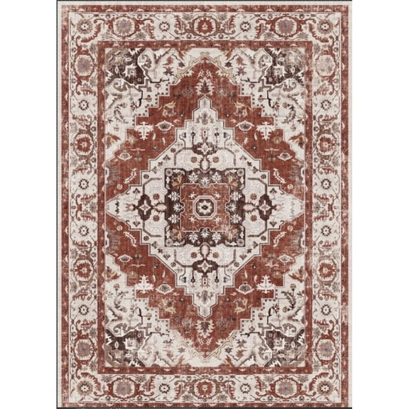 Yesfashion Carpets Area Rugs Washable 1150Gsm Velvet Pearl Velvet Washed Back Folding Simulation Printed Carpet Xm-Persian-Late Italian Manxi Red hue 9*12ft