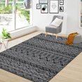 thumbnail image 1 of Yesfashion Carpets Area Rugs Washable 1150gsm Chenille B Wash Back folding Printed carpet -boho Black tone 8*10ft, 1 of 7