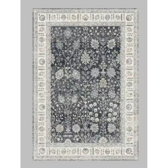 Yesfashion Carpets Area Rugs Washable 1200Gsm Velvet Pearl Velvet Washed Back Folding Simulation Printed Carpet Xk-Persia-Fenghua Juema Black tone 10*13ft