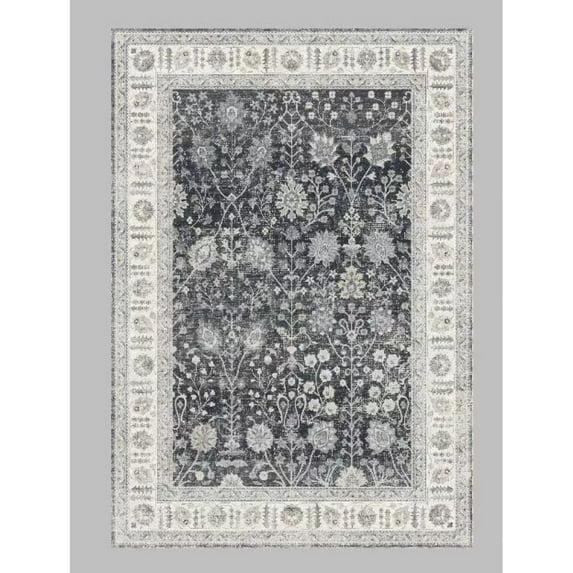 Yesfashion Carpets Area Rugs Washable 1200Gsm Velvet Pearl Velvet Washed Back Folding Simulation Printed Carpet Xk-Persia-Fenghua Juema Black tone 10*13ft