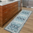 thumbnail image 1 of Yesfashion Carpets Area Rugs Washable 2'*6' Persian Runner Rug Floral Print Runner Rug Vintage Boho Distressed Area Rug Runner for Kitchen Hallway Laundry,Dark Blue Dark Blue 2*6ft, 1 of 7