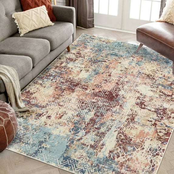 Yesfashion Carpets Area Rugs Washable 200G Velvet (Total 980Gsm) Terry Velvet Tpr Washed Folding Backing Carpet Modern-Milu Rice Red 9ft*12ft