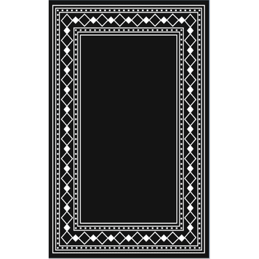 Yesfashion Carpets Area Rugs Washable 320Gsm Pp Tube Plastic Woven Outdoor Rug-Modern-Diamond Double Frame Black and White 9*12ft