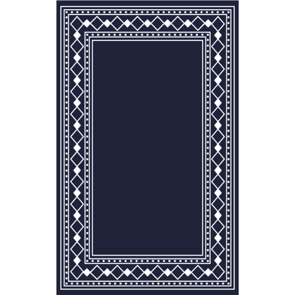 Yesfashion Carpets Area Rugs Washable 320Gsm Pp Tube Plastic Woven Outdoor Rug-Modern-Diamond Double Frame Black blue/white 9*18ft