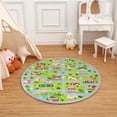 thumbnail image 1 of Yesfashion Carpets Area Rugs Washable 4'*4' Round Road and Traffic Rug Non Slip Kids Playmat City Map Educational Rug Bedroom Kids Boys Room,Gray Gray Street 4*4ft circle, 1 of 7