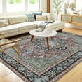 thumbnail image 1 of Yesfashion Carpets Area Rugs Washable 5'*7' Machine Area Rug Vintage Rug Distressed Medallion Rug Non-Slip Stain Resistant Accent Rug Carpet for Dining Room Office,Red Black Red and black 5'*7', 1 of 7
