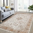 thumbnail image 1 of Yesfashion Carpets Area Rugs Washable 9'*12' Area Rug Vintage Distressed Area Rug Floral Print Medallion Boho Rug Machine Accent Rugs Bedroom,Beige Orange Rice orange 9'*12', 1 of 7