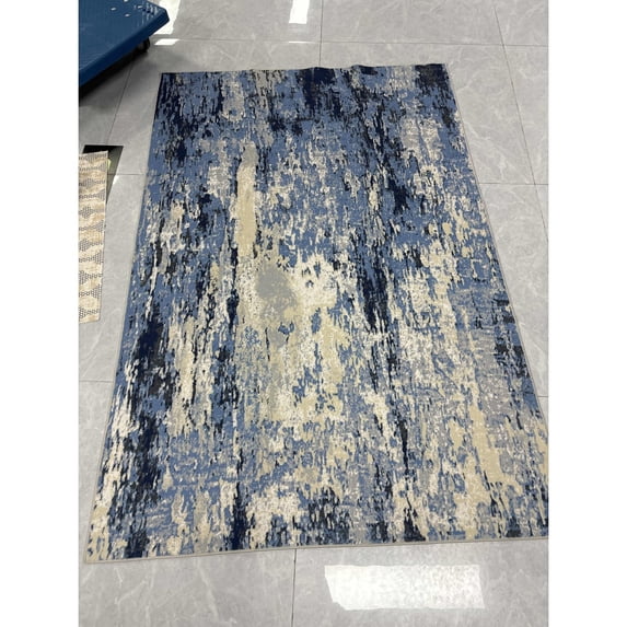 Yesfashion Carpets Area Rugs Washable 980Gsm Terry Velvet 200 Washed Folded Printed Carpet-Modern-Splashed Ink Bark Sy2332 blue 10*13ft
