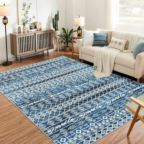 Yesfashion Carpets Area Rugs Washable Moroccan Geometric Area Rug 5*7-Machine Washable,Easy-Cleaning,Non-Shedding,Stain Resistant,Non-Slip,Foldable Indoor Mat Rugs