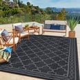 thumbnail image 1 of Yesfashion Carpets Area Rugs Washable Outdoor Rug for Patios Waterproof Reversible Rug Geometric Rug LightRug Plastic Straw Outdoor Rug black+gray+ 20ft, 1 of 1