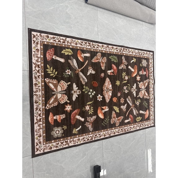 Yesfashion Carpets Area Rugs Washable Pearl Velvet Velvet (1150Gsm) Pearl Velvet Cotton Tpr Washed Folding Carpet-Modern-Grass And Warblers brown 9*12ft