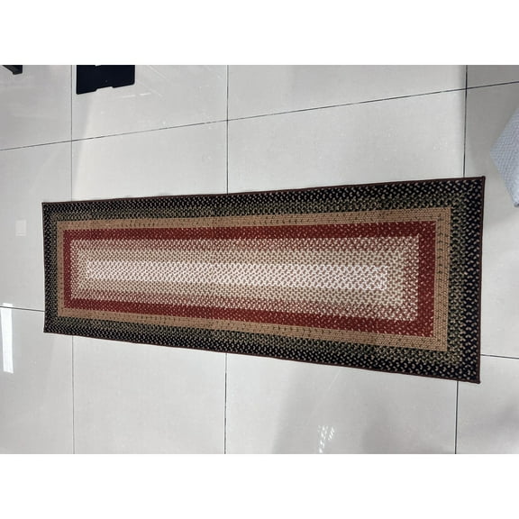 Yesfashion Carpets Area Rugs Washable Pile (1200Gsm) Pearl Velvet Cotton Tpr Washed Folding Backing Carpet-Texture-Brocade Red and black color 2*10ft