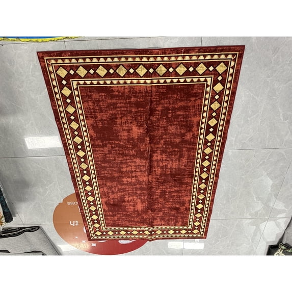 Yesfashion Carpets Area Rugs Washable Pile (Total 1150Gsm) Pearl Velvet Cotton Tpr Washed Folding Backing Carpet-Modern-Hongkuo (New) red 8*10ft