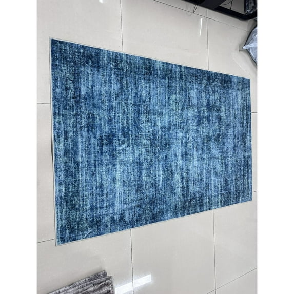 Yesfashion Carpets Area Rugs Washable Velvet (1150Gsm) Pearl Velvet Cotton Tpr Washed Folding Backing Carpet Xxy-Persia-Wonderland Bridge blue 9*12ft