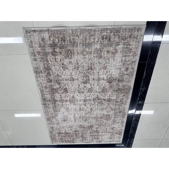 Yesfashion Carpets Area Rugs Washable Velvet (Total 1150Gsm) Pearl Velvet Cotton Tpr Washed Folding Backing Carpet-Persia-Moon Shadow Beige 10*13ft