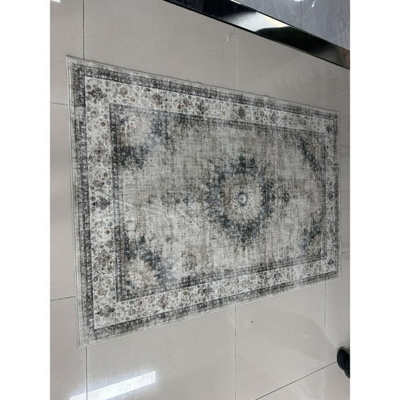 Yesfashion Carpets Area Rugs Washable Velvet (Total 1150Gsm) Pearl Velvet Cotton Tpr Washed Folding Backing Carpet-Persian-Cymbidium Light green 10*13ft