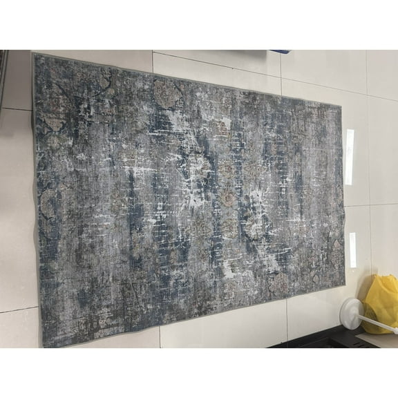 Yesfashion Carpets Area Rugs Washable Velvet (Total 1150Gsm) Pearl Velvet Cotton Tpr Washed Folding Backing Carpet Xxy-Persia-Hilda blue 10*13ft