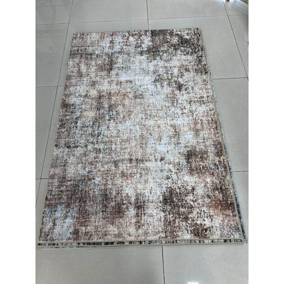 Yesfashion Carpets Area Rugs Washable Velvet (Total 1200Gsm) Pearl Velvet Cotton Tpr Washed Folding Backing Carpet Xm-Abstract-Gold Brown 2*6ft