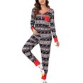 thumbnail image 1 of Yesfashion Christmas Pajama Set V Neck Holiday Pajamas Button Down Long Sleeve Christmas Pajamas 2 Piece PJ Set, 1 of 5