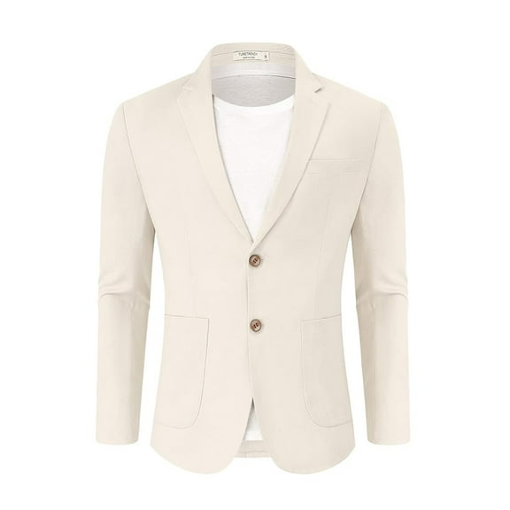 Yesfashion Clearance Mens Casual Linen Blazer Sports Coats Jacket for Men Slim Fit Two Button Lightweight Suit