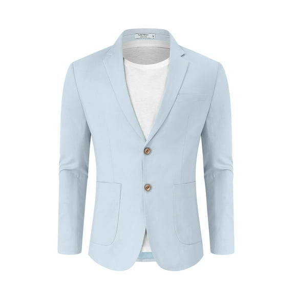 Yesfashion Clearance Mens Casual Linen Blazer Sports Coats Jacket for Men Slim Fit Two Button Lightweight Suit