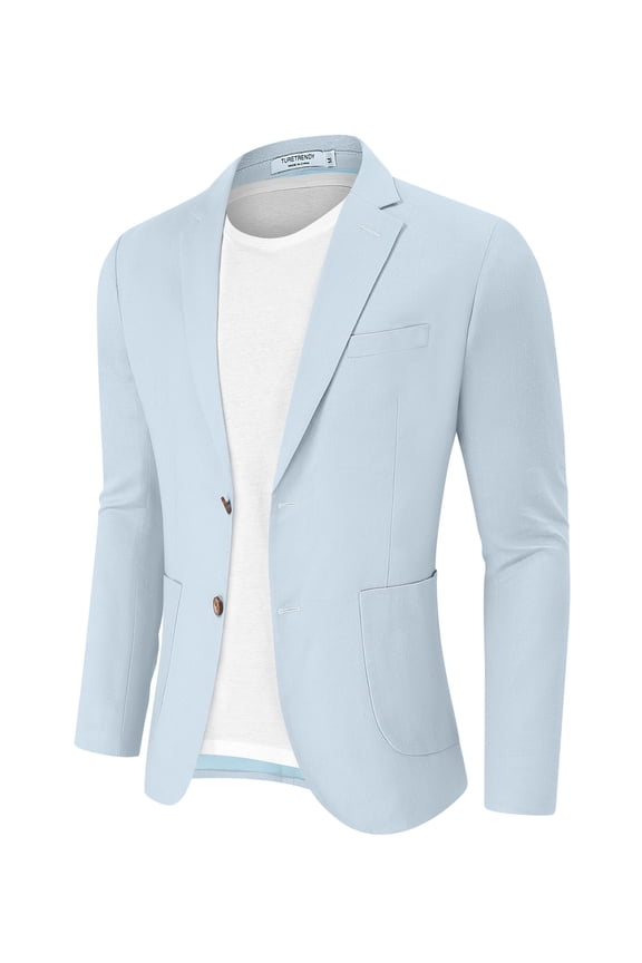 Clearance Mens Casual Linen Blazer Sports Coats Jacket for Men Slim Fit Two Button Lightweight Suit