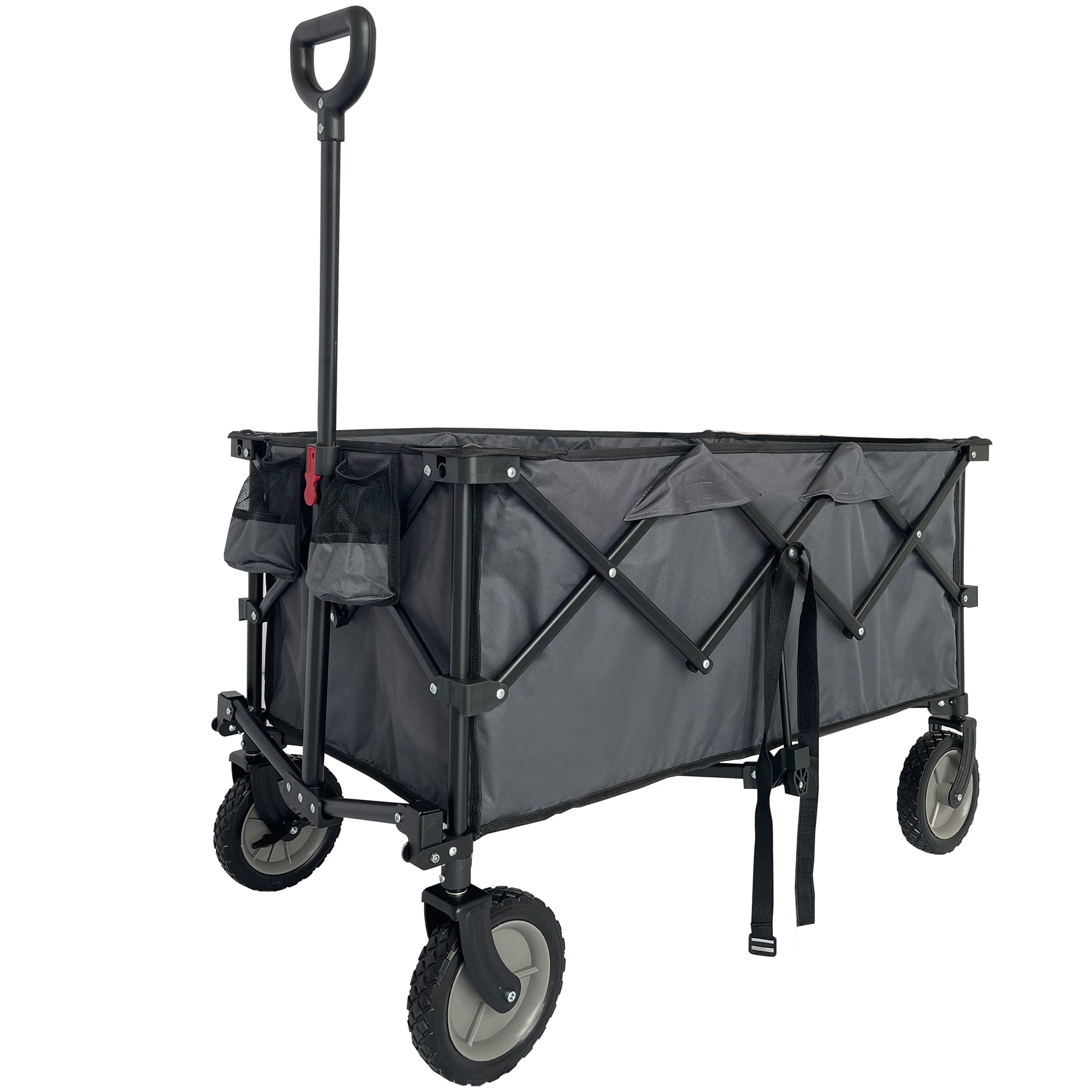 Collapsible Folding Outdoor Utility Wagon, Beach Wagon Cart With All Terrain Wheels, Portable Sports Wagon For Camping, Shopping, Garden And Beach