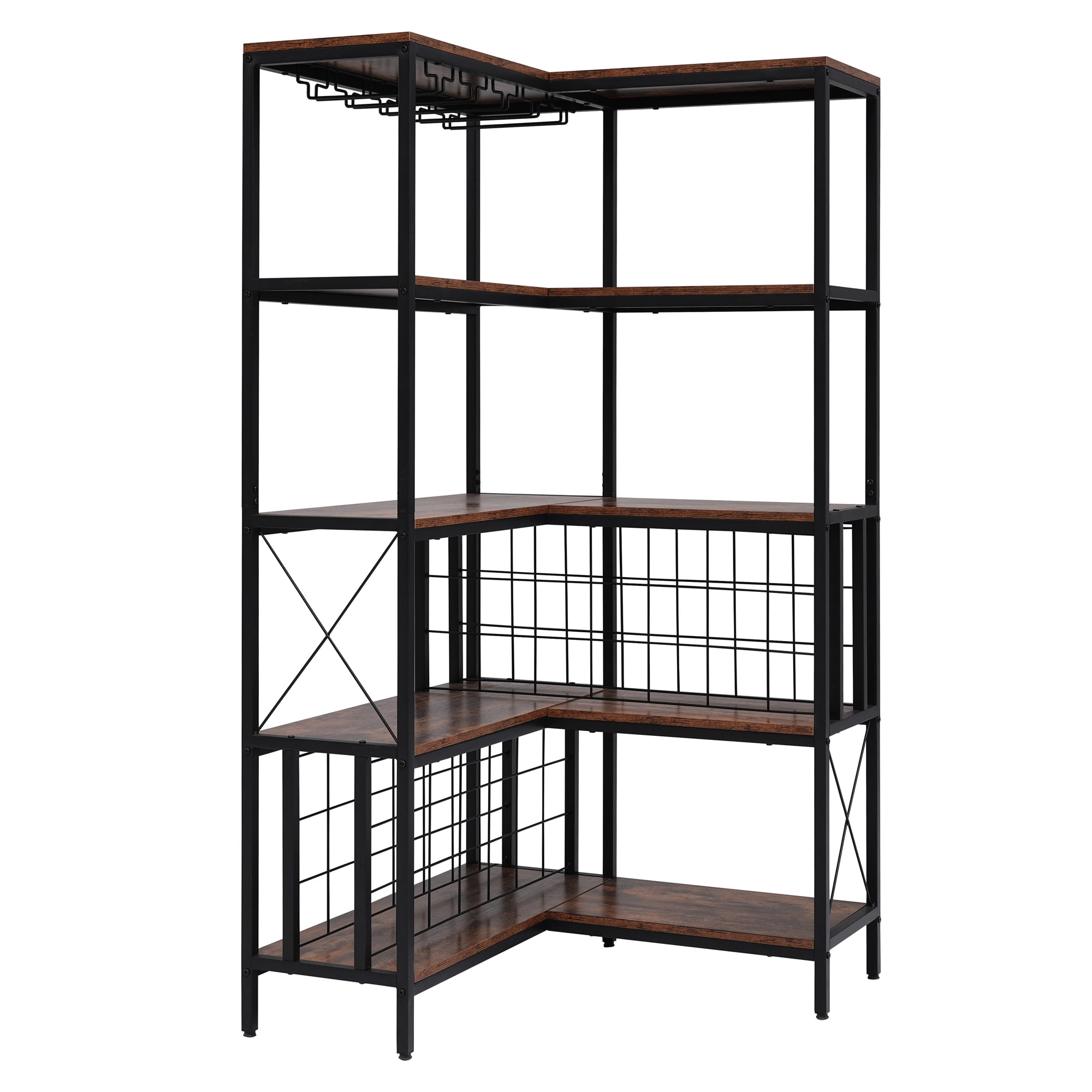 Yesfashion Corner Wine Rack Liquor Stand, 4Tier Liquor Bottle Display