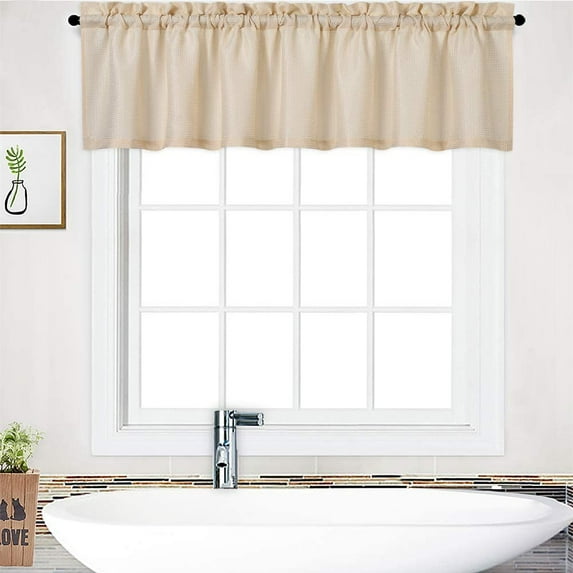 Yesfashion Curtain Valance, Waffle Weave Textured Waterproof Valance, Rod Pocket Tailored Curtains for Bathroom Kitchen Cafe