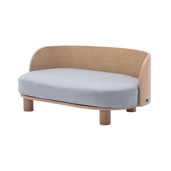 Yesfashion Dog Beds Washable Removable Cover Anti-Scratch Elevated Pet Sofa with Solid Wood Legs Bent Wood Back Velvet Cushion Comfortable Stain-Resistant Dog Couch Solid Wood Frame Pet Sofa