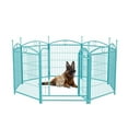 thumbnail image 1 of Yesfashion Dog Playpen Outdoor Dog Kennel Heavy Duty Iron Portable Dog Pens 32" Foldable 8 Panels Dog Fence With door Puppy Playpen For Large Medium Small Pets RV Camping Yard, 1 of 1