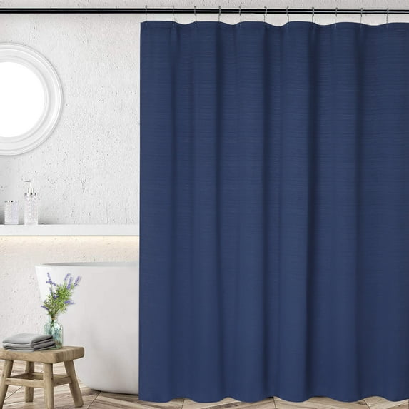 Yesfashion Fabric Shower Curtain for Bathroom, 72x72 Inch Navy Modern Striped Textured Hotel Luxury Shower Curtain
