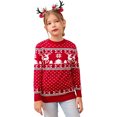 thumbnail image 1 of Yesfashion Family Christmas Sweater Crew Neck Reindeer Snowflakes Knitted Pullover for Kids, 1 of 5