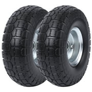 Yesfashion Flat Free Tires, 4.10/3.50-4 Air Less Tires Wheels with 5/8" Bearings,Solid Rubber 10" Tyre Wheels (2 Pack)