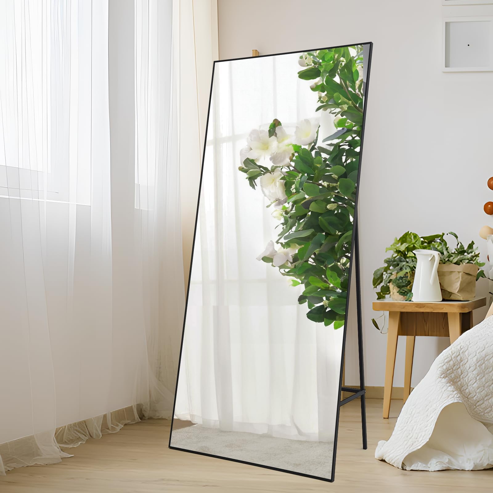 Oversized Black Aluminum Full Length Rectangular Mirror