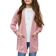 thumbnail image 1 of Yesfashion Girls Cardigan Knit Open Front Long Sleeve Sweaters Casual Outwear with Pockets for 5-14 T Kids, 1 of 5