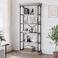 thumbnail image 1 of Yesfashion Industrial Bookshelf Wood Bookcase 6 Tier Storage Open Rack Shelf with Metal Frame Rustic Tall Standing Bookshelves Large Grey Display Rack,Home Office, 1 of 7
