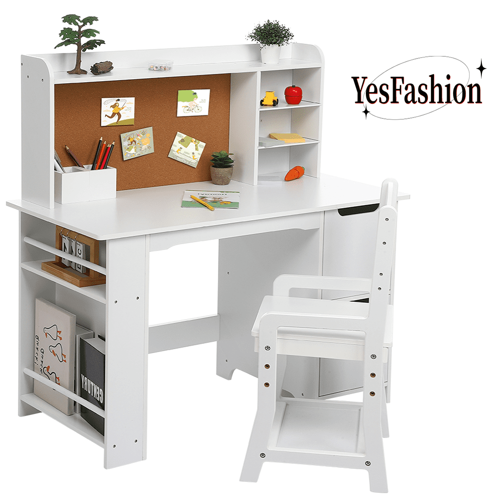 Yesfashion Kids Wooden Activity Table and Chair Set, White