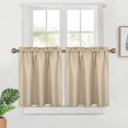 thumbnail image 1 of Yesfashion Kitchen Cafe Curtains, Waffle-Weave Textured Short Bathroom Window Curtain, Half Window Covering Tier Curtains, 1 of 7