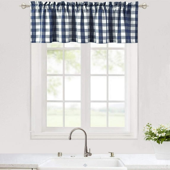 Yesfashion Kitchen Curtain Valance, Buffalo Check Valance Curtains for Windows, Plaid Gingham Curtain Valance