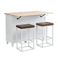 thumbnail image 1 of Yesfashion Kitchen Island Set With 2 Stools Adjustable Shelf Spacious Storage Space Solid Wood Storage Cabinet Dining Table, 1 of 1